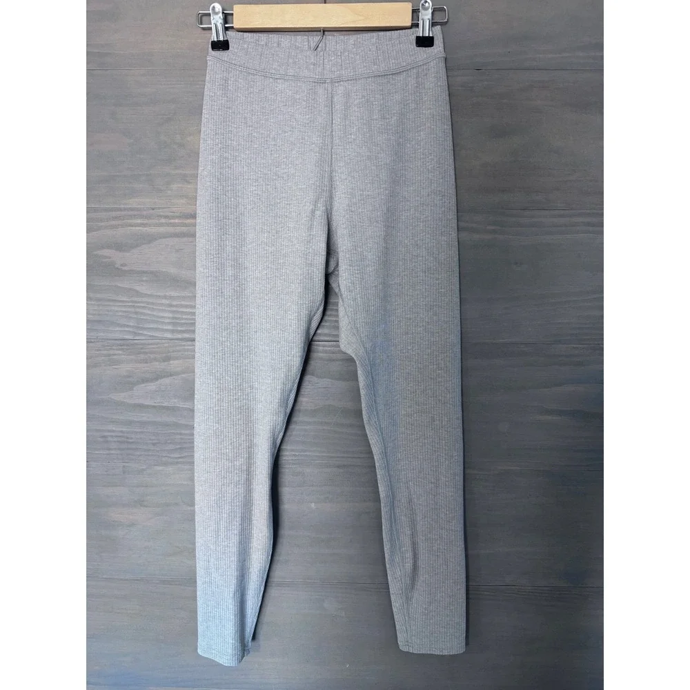 Alo Ribbed High-Waist 7/8‎ Blissful Legging Athletic Gray Size Small